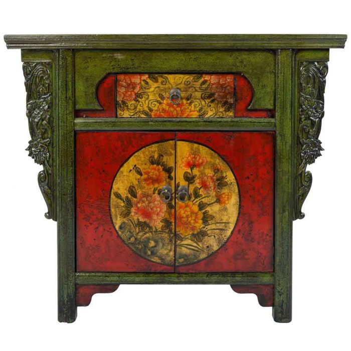 Table console Bois d'acacia avec tiroirs sculptés 118x30x80 cm