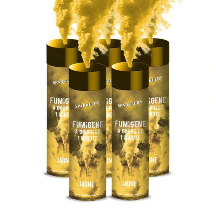 Lot De 3 Fumigènes En Pot - Durée 1 Minute, Couleur Jaune - Allumage Par Mèche, à Poser Au Sol - Catégorie F1, Livraison Rapide.
