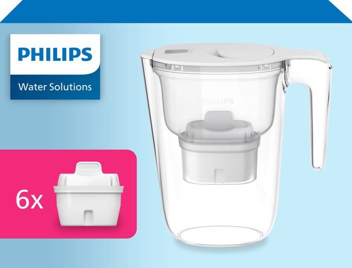 Carafe filtrante - PHILIPS - AWP2933WHT6/31 - 26 L - Filtre Micro X-Clean - 6 cartouches