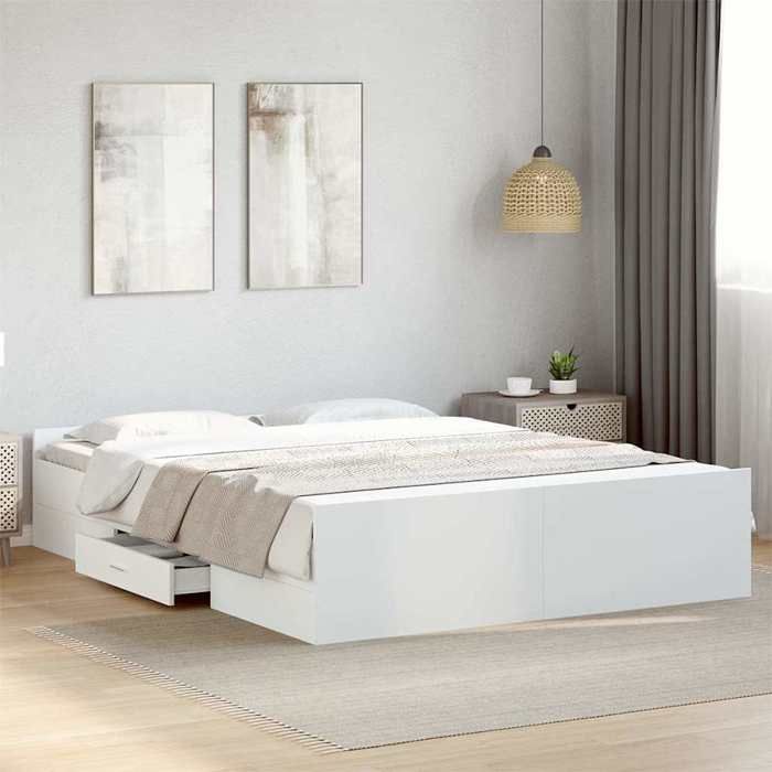 vidaXL Cadre de lit avec tiroirs sans matelas blanc 160x200 cm 3280279