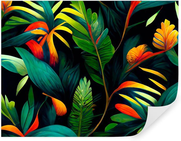 Papier Peint Panoramique Elégant 250x175 cm Jungle tropicale lumineuse ...