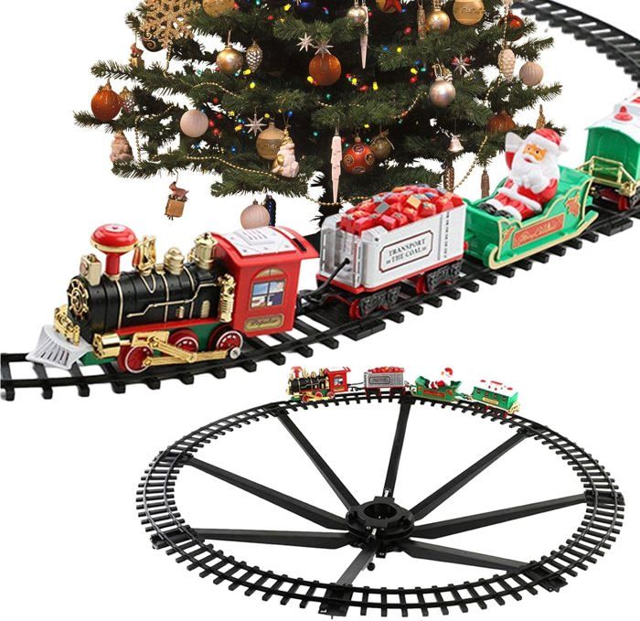 Train électrique De Noël Télécommandé - Avec Lumières, Sons, Fumée, Rails Modulables, Pour Collectionneurs Et Ados