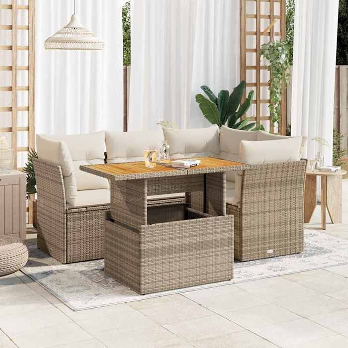 vidaXL Salon de jardin résine tressée 5 pcs