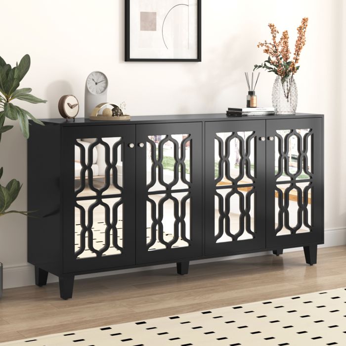 Buffet noir avec portes en verre