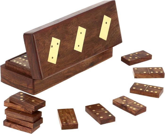 Plateau Valet En Bois Avec Incrustation Cuir - Organisateur De Table De Nuit 30x20 Cm