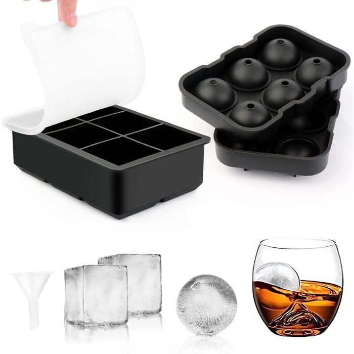 Bac A Glacon 2 Pièces Moule À Glaçons En Silicone Ice Cube Tray Large