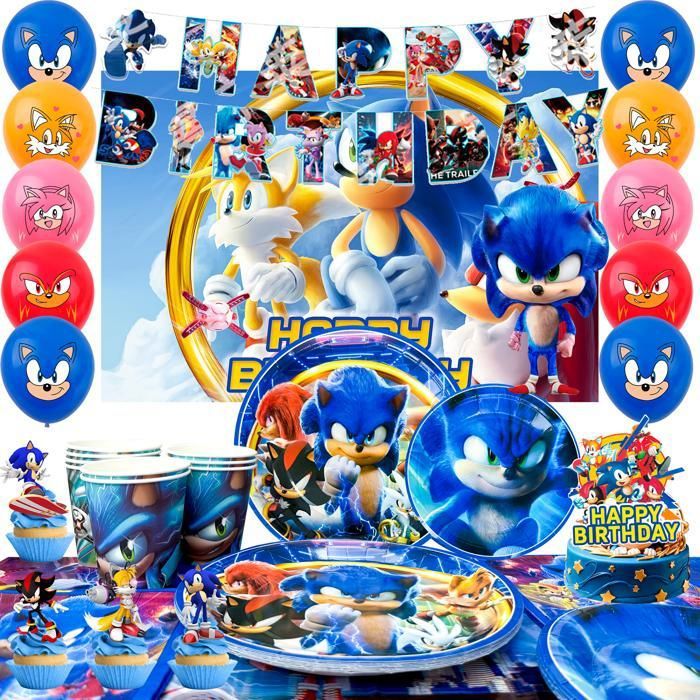 Décoration Anniversaire - INBOXXARTY - Sonic The Hedgehog - Ensemble Vaisselle - Multicolore - Pour Enfants