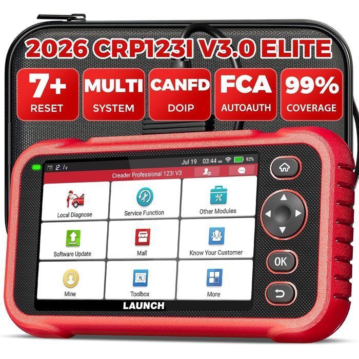2026 Valise Diagnostic Auto Voiture Multimarque LAUNCH CRP123i V3.0 Élite ENG/ABS/SRS/at 4 Système7 Remise à zéro