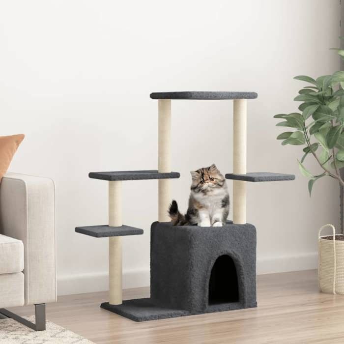Arbre à chat - vidaXL - Gris foncé - 97 5 cm - Sisal naturel - Peluche douce Arbre à chat - vidaXL - Gris foncé - 97 5 cm - Sisal naturel - Peluche douce