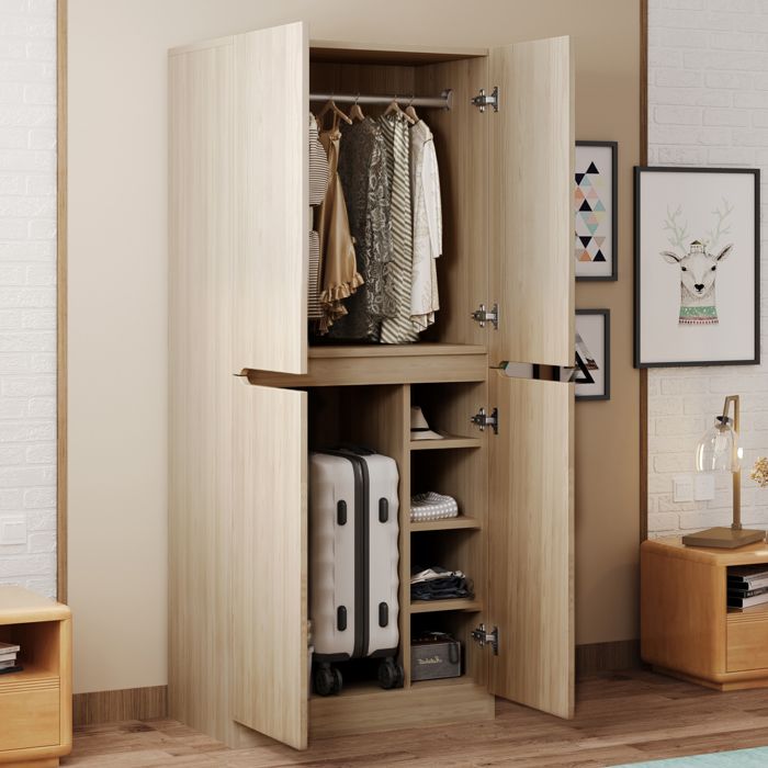 Armoire 2 Portes Armoir Chambre avec Etagères et Tringle L70 x H170 x P40 cm Dressing Rangement Placard Garde-robe Couleur bois Armoire 2 Portes Armoir Chambre avec Etagères et Tringle L70 x H170 x P40 cm Dressing Rangement Placard Garde-robe Couleur bois