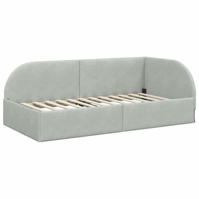 NEUF Structure de lit dangle - UU - 1 PLACE - Gris clair 90 cmx200 cm Velours SS834