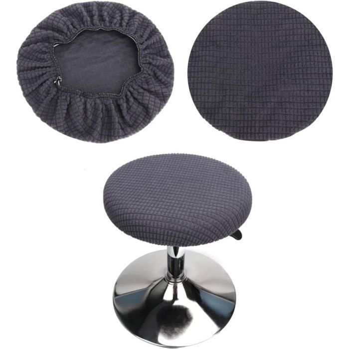 Housse de tabouret - ULISEM - Ensemble de 2 pièces - Gris - Lavable - Antidérapante - Durable - 35 à 42 cm