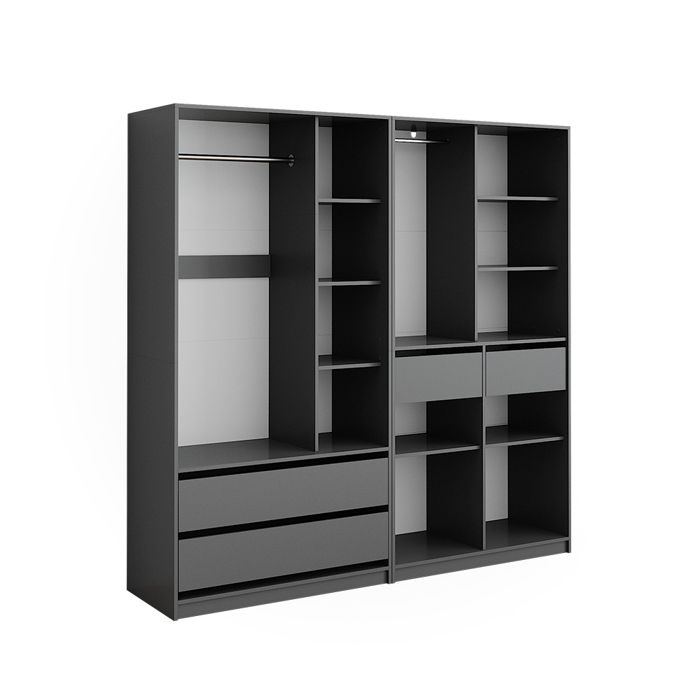 Armoire à vêtements Elmo 200x200cm Lot de 2 Anthracite Vicco 50209