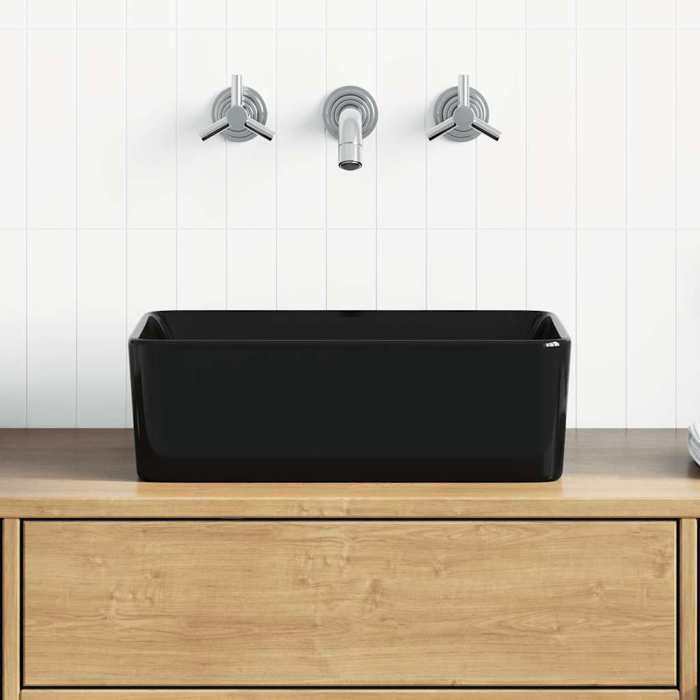BURKE@ Noir Lavabo 40x30x13 cm Céramique Noir 8.14 kg Haute qualité A726