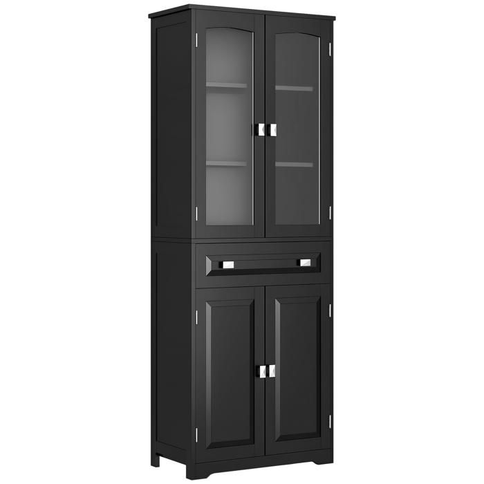 HOMCOM - Armoire de cuisine - Bois - 60x30x160cm - noir