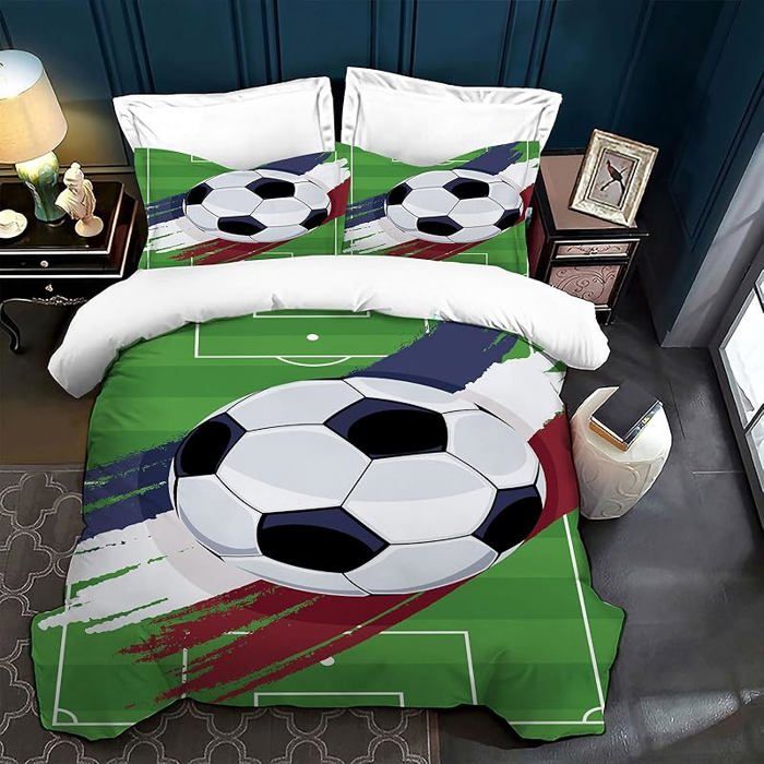 Literie Enfants 3D Football Vert 220x240cm Housse de Couette Douce pour Garçons Adultes et Enfants vert PARURE DE COUETTE