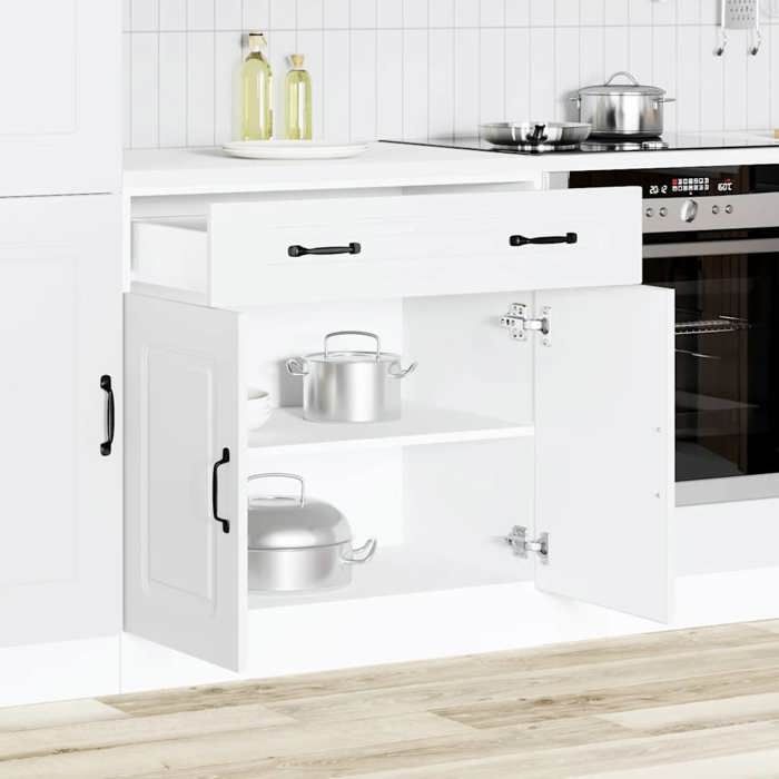 Armoire de cuisine (1 PC) - Vaisselier Meuble Rangement - Kalmar blanc bois dingénierie 80x46x81.5 cm L2362