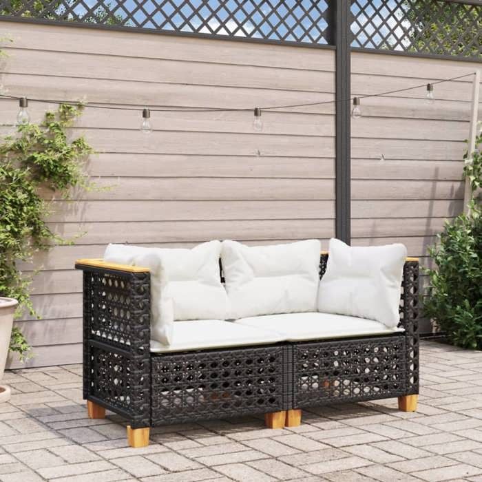 Noir Siège de jardin - Canapés dangle de jardin et coussins - (2 pcs) - noir résine tressée C1963