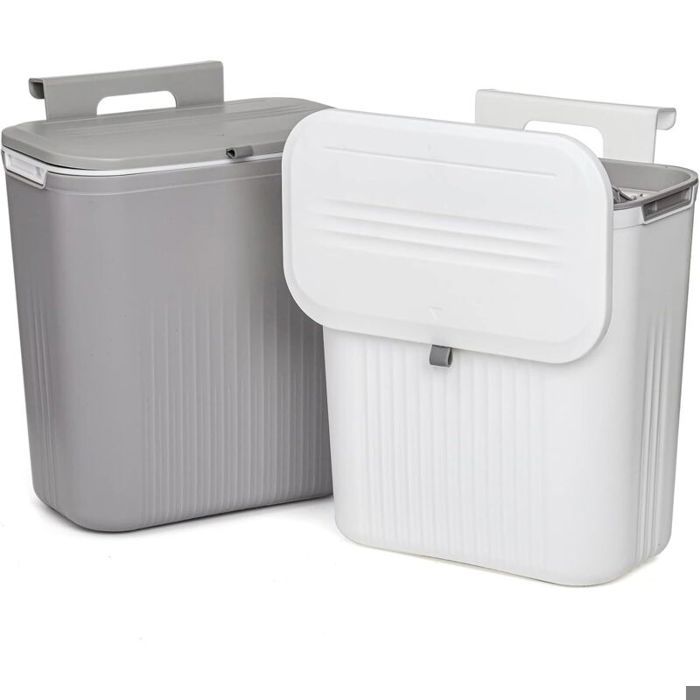 Lot 2 poubelles compost cuisine suspendues avec couvercle
