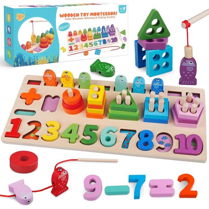 Jouet Bebe 1 2 3 Ans Jeux Montessori 1 An Cadeau BéBé Jouet Pêchea la Ligne Enfant 2 3 4 Ans 7 en 1 Jeu Educatif en Bois