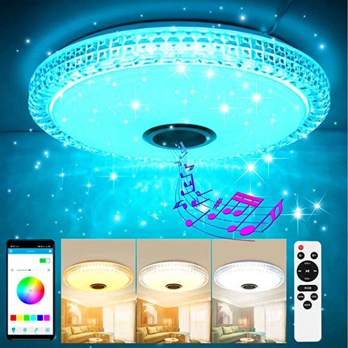 36W Plafonnier Rond LED Dimmable Changement de Couleur RGB Lampe de Plafond Ø40CM Éclairage de Plafond LED avec Haut