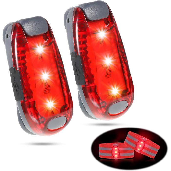 Lampe de sécurité LED 2 LED rouges clignotantes pour sac à dos USB rechargeable pour enfants sac à dos pour chiens alpinistes