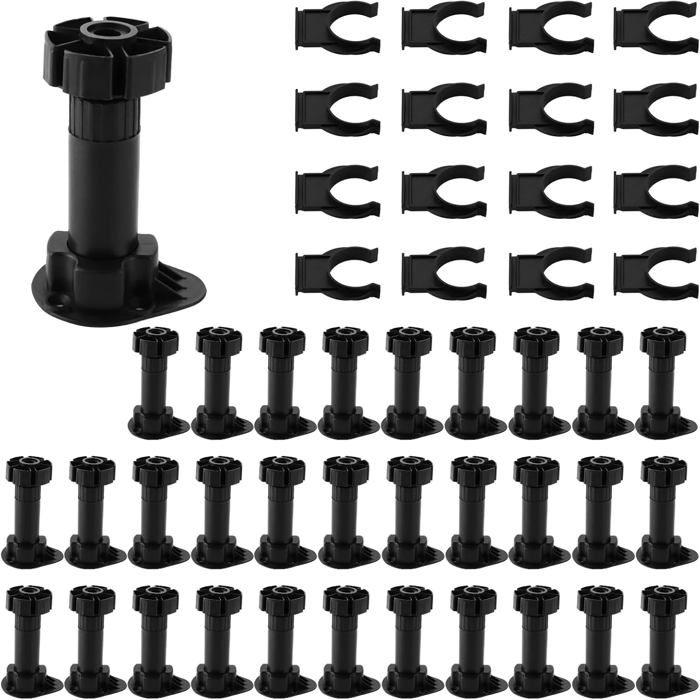 Lot De 32 Pieds DArmoire Plastique 10CmPieds De Meubles En Plastique Réglables En Hauteur 100 À 120MmPied Meuble Cuisine [IN65]
