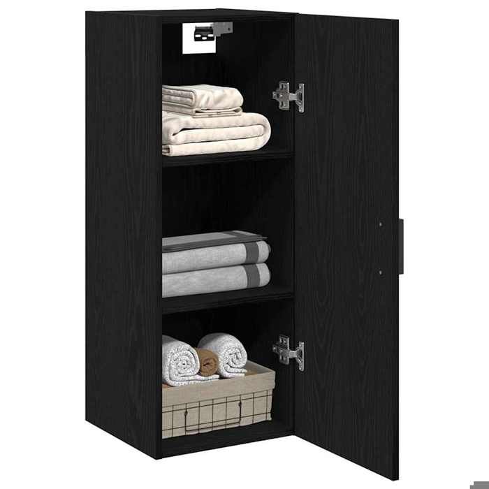 Noir Cabinet suspendue CHIC Armoire murale avec stockage en chêne noir 34 5x34x90 cm Bois dingénierie N17037