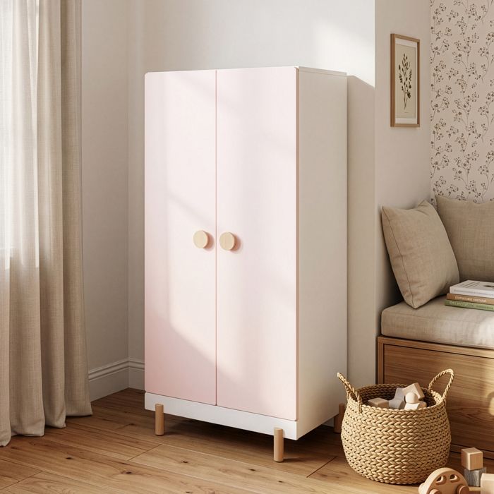 Armoire enfant Vaarentaa 126 x 60 x 41 cm blanc rose