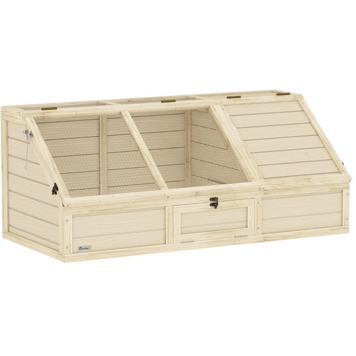 Enclos pour tortue d’extérieur – Bois et acier galvanisé – Toit ouvrant – 120 x 55 x 50 cm
