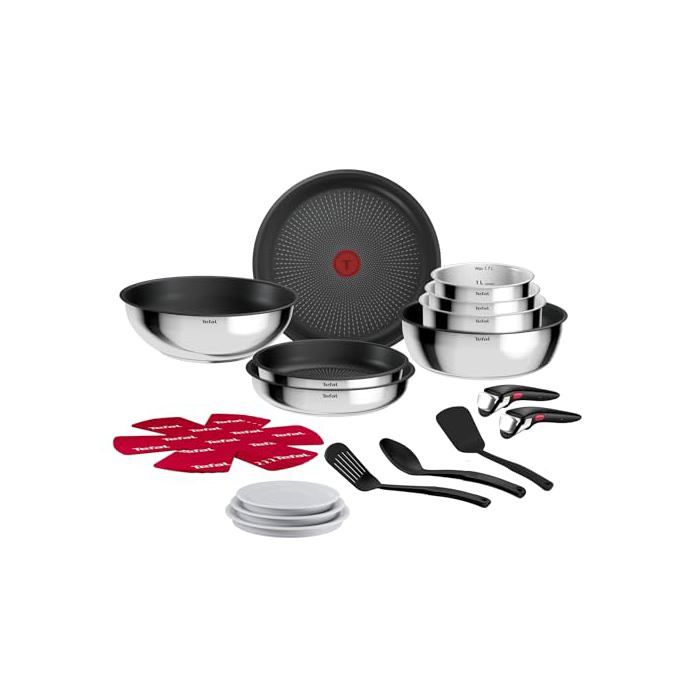 Batterie de cuisine - TEFAL - Ingenio Comfort Max - 20 pièces - Antiadhésif Titanium - Acier inoxydable 18/10 Batterie de cuisine - TEFAL - Ingenio Comfort Max - 20 pièces - Antiadhésif Titanium - Acier inoxydable 18/10