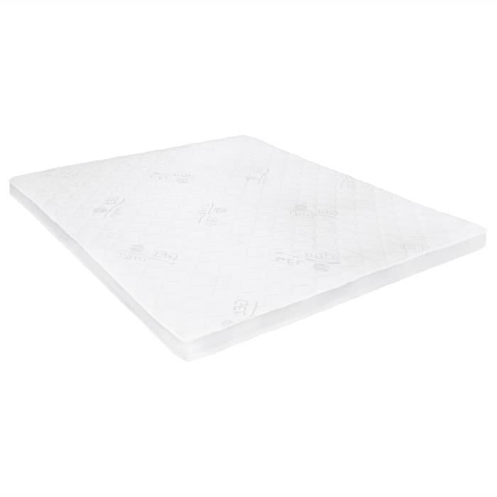 Komfortec Surmatelas 140 x 200 cm – 7,5 cm de haut, en mousse visco à mémoire de forme, avec 4 élastiques d'angle, pour lit à sommier tapissier, housse lavable à l'aloe vera