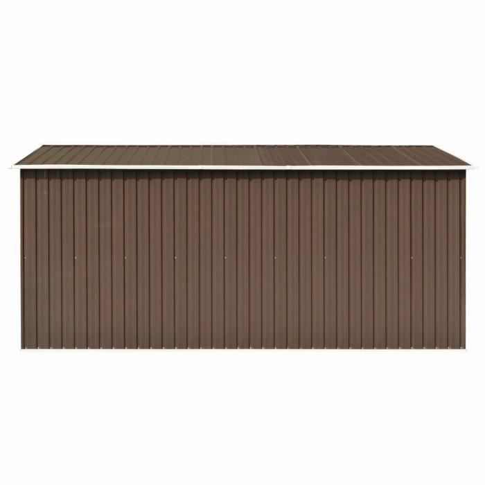 Abri De Jardin Métal 257x392x181 Cm - Porte Coulissante, Rangement Outils Et Mobilier Extérieur - Vert