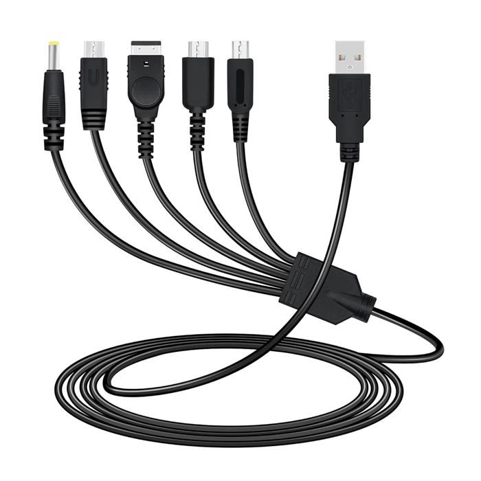 Linke ® Cable chargeur USB 5 en 1 pour consoles Nintendo 3DS (DSI