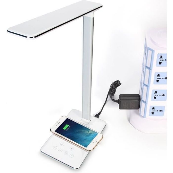 Lampe de chevet LED - ZDTD-1 - Chargeur sans fil - Commande tactile - Port USB