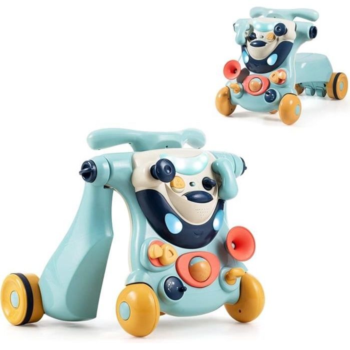 Trotteur marcheur pousseur bébé 3 en 1 parlant avec jouet pour enfants en  bas âge bleu - Cdiscount Puériculture & Eveil bébé