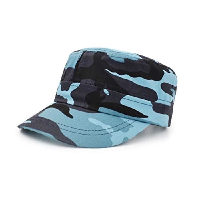 Lot De 2 Casquettes Militaires Plates – Coton Respirant, Style Cadet Baseball, Réglable Boucle, Noir + Bleu Marine Homme/Femme