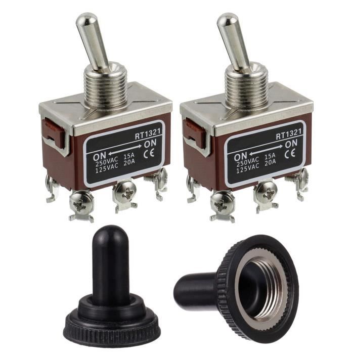 Interrupteurs à Bascule Innfeeltech - 20A 125V DPDT 3 Positions - Avec Capots Étanches