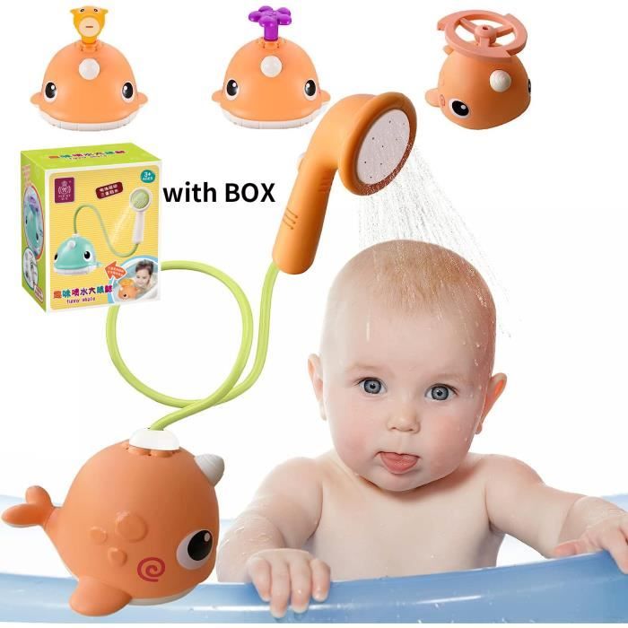 Boite Baleine Orange - Jouets de bain de baleine électrique pour enfants,  jouets d'eau de pulvérisation pour