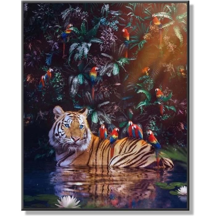 Kit Diamond Painting Animaux 4x 30x30 Cm - Tigre, Lion, Léopard, Ours - Pour Enfants Et Débutants - Loisir Créatif