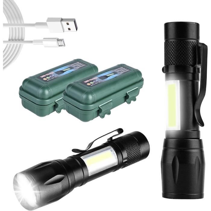 SEWACC - Lot De 4 Lampes De Poche LED Multifonction - Petites, Portables, Pour Randonnée Camping - Jaune, Vert, Bleu, Rose - Piles AAA Non Incluses