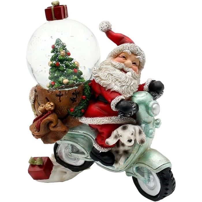 Boule à Neige Père Noël Sur Scooter - Décoration Noël, 11x6x11 Cm, Boule 4,5 Cm, Polyrésine