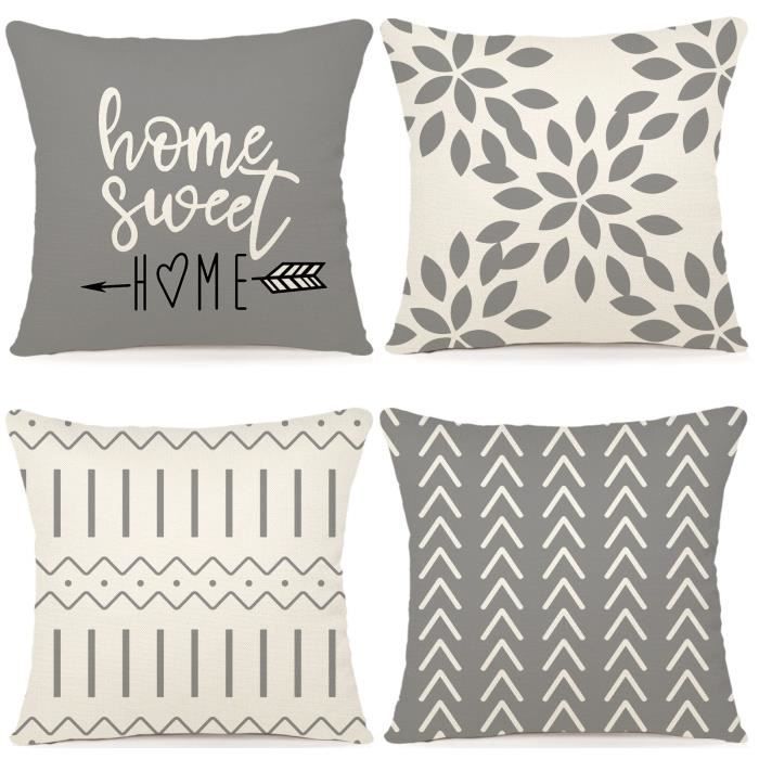 Lot de 4 housses de coussin décoratives grau 45 x 45 cm