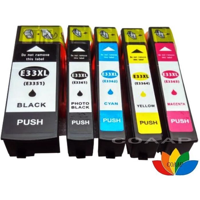 5Pack Compatible EPSON 33XL Cartouche d'encre pour Expression Premium XP 530 540 630 640 635 645 830 900 Imprimante