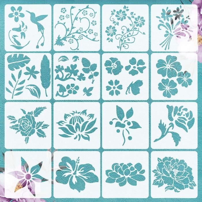 12 Pochoirs Fleurs,pochoirs pour peinture DIY,pochoirs de peinture