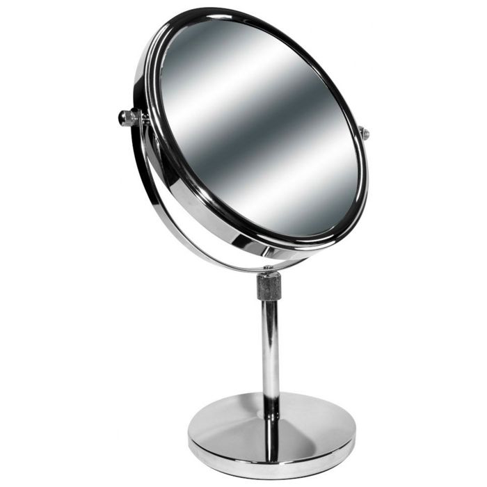 Miroir Grossissant LED Peggy Sage – Chromé, Diamètre 20 Cm, Pied Lumineux