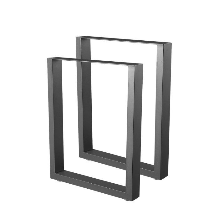Jeu de 2 Pieds de table en acier format rectangulaire noir Pieds pour meubles Pieds de table métal 60x72cm