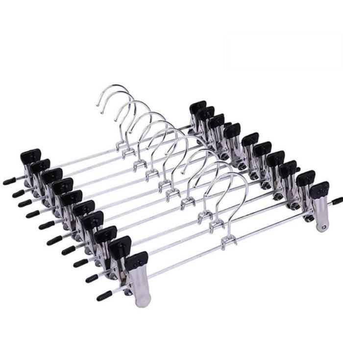 MOR Cintre à clips en acier inoxydable 10 pièces cintre à pinces métallique antidérapant pinces à linge cintre à vêtements