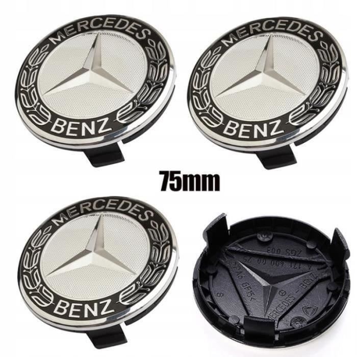 MOYEU DE ROUE juxinchang - 4x 75MM Noir blanc Mercedes Benz origine Logo  Enjoliveurs Centre De Roue Cache Moyeu Emblème - Cdiscount Auto