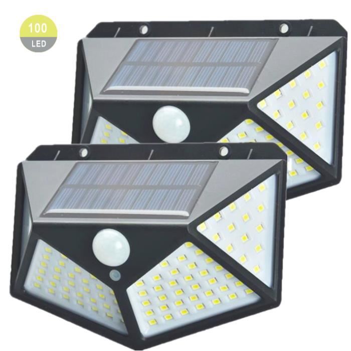 Lampe Solaire Extérieur Applique murale LED 3.7v 2200mAH Etanche Trois Modes de Functions en Inox